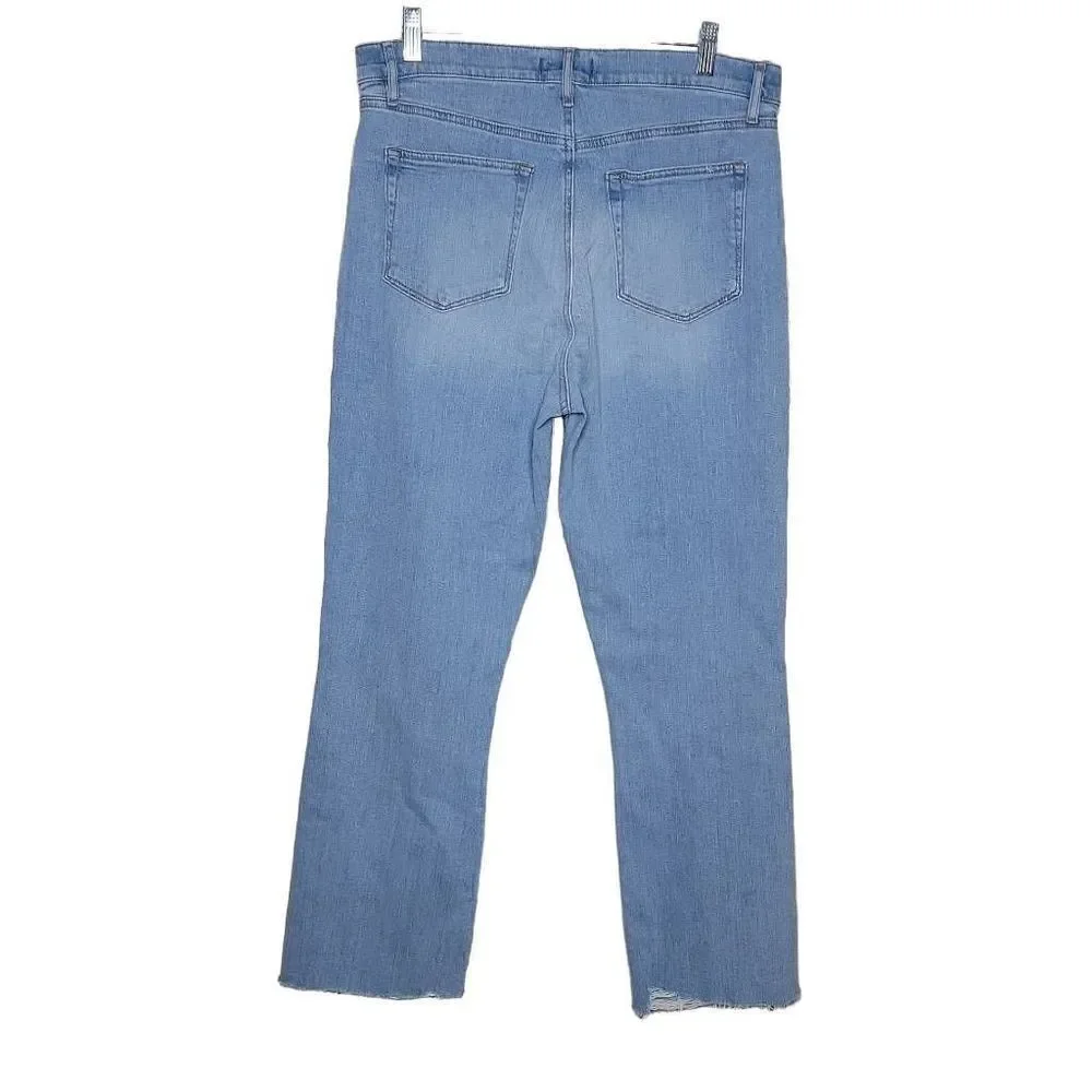 LOFT The Kick Crop Light Wash Frayed Hem Denim Jeans 12 - Picture 4 of 12